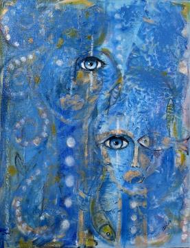 Morske deklice (Akril-platno 50x60 - 2023) Marcela Kopitar